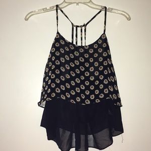 Navy blue daisy layered crop top size large